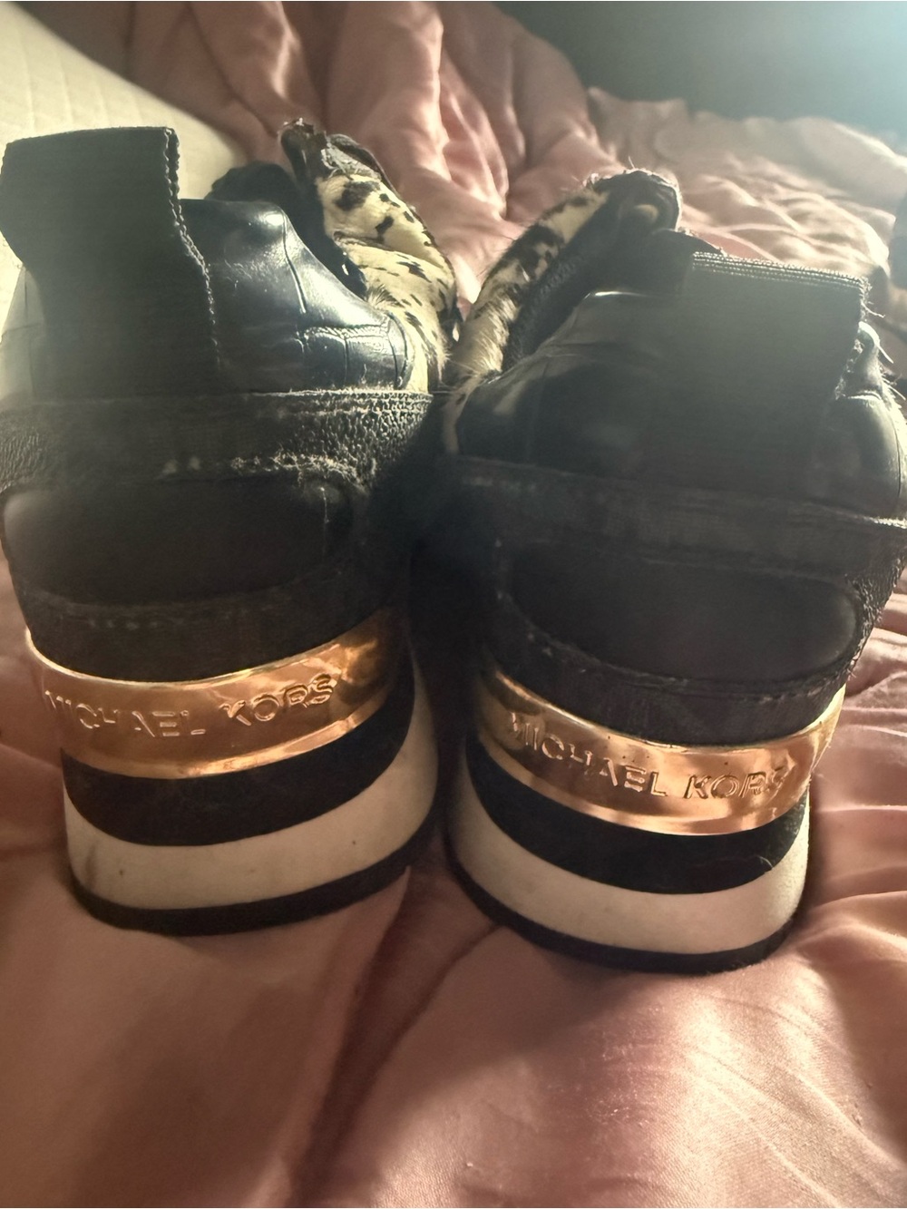 Black & White Cowhide Pattern Michael Kors Sneakers - Picture 4 of 5
